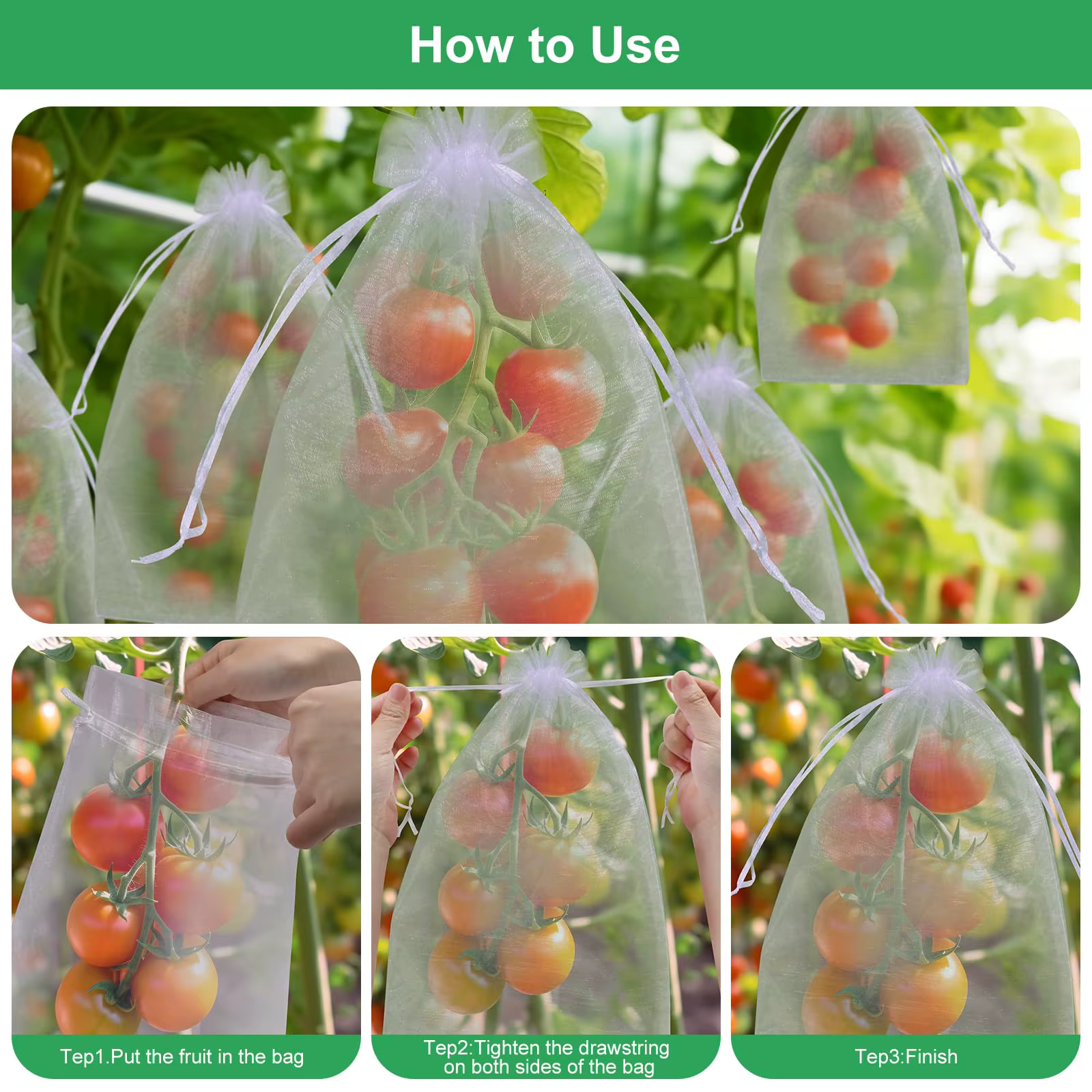 100 pièces grands sacs de protection de fruit de raisin sac de maille de jardin avec le wstring de proximité