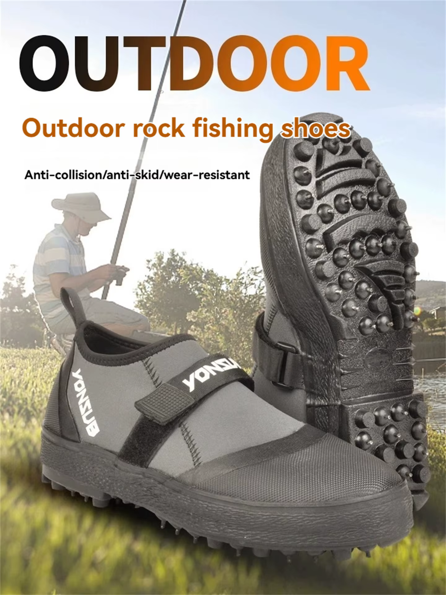 Yonsub – chaussures d'escalade de pêche en roche et d'escalade en néoprène pour adultes, chaussures d'eau antidérapantes résistantes à l'usure