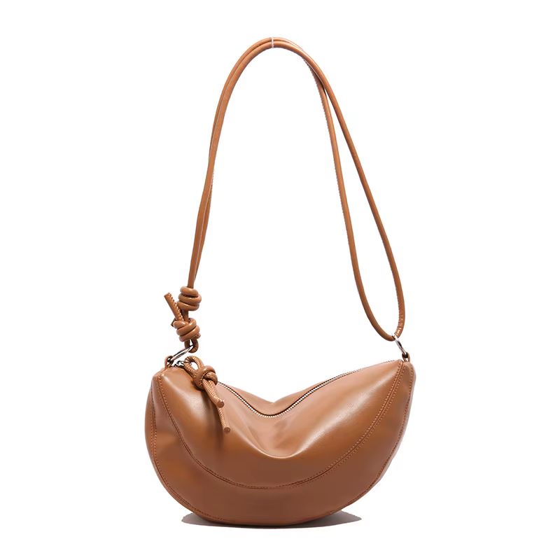 Sac croissant en peau de mouton pour femmes, petit lot de haute qualité, sac à bandoulière en cuir souple, sac à boulettes polyvalent