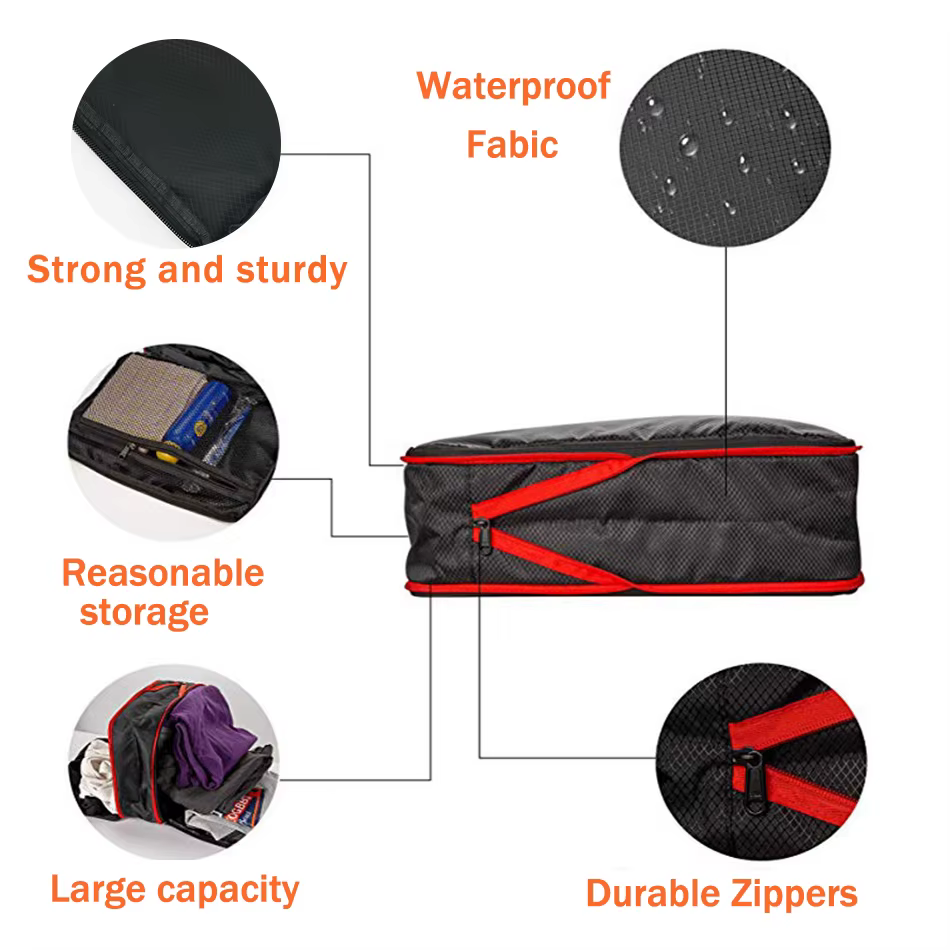 Cubes d'emballage à Compression de voyage avec sac à chaussures, organisateur pliable Portable, pochette pliable pour bagages, rangement de voyage pour vêtements et chaussures
