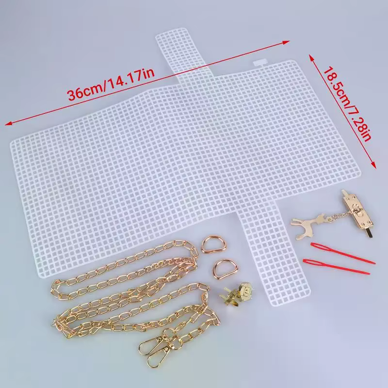 Kit de Matériaux pour Sacs au Crochet et Tricot Faits Main DIY – Cadre en Plastique à Mailles Croisées pour la Confection de Sacs DIY, Accessoire Auxiliaire de Tissage pour Sacs