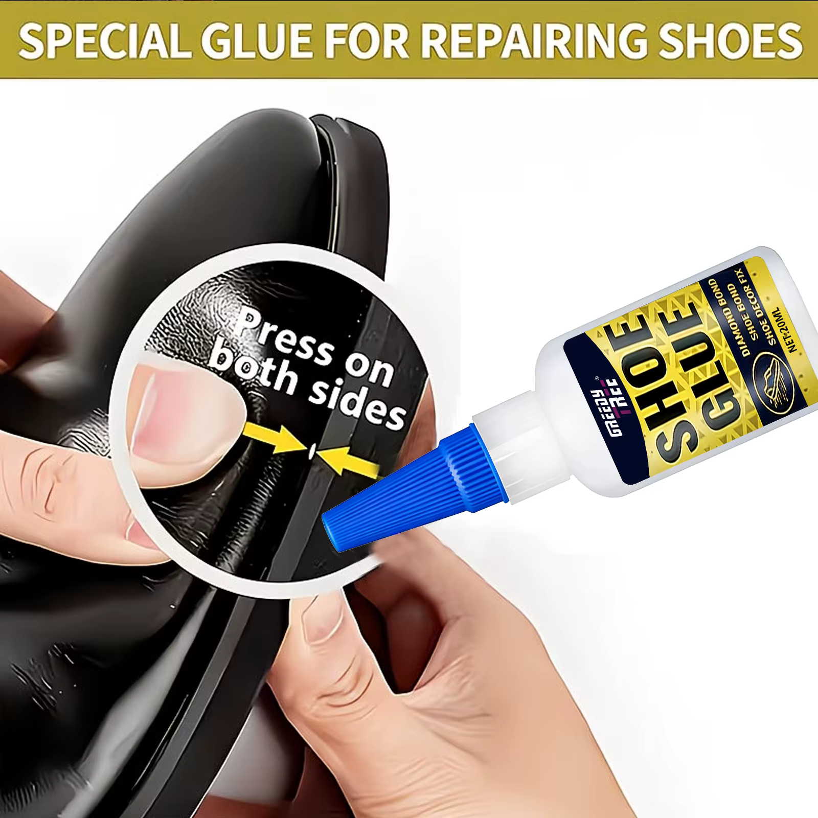 Colle à chaussures super résistante, adhésif professionnel à séchage rapide pour la réparation de chaussures en cuir, baskets, bottes, semelles cassées ou détachées