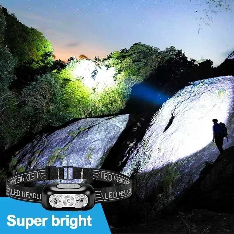 Lampe frontale à lumière forte, Portable, capteur LED, Rechargeable par USB, lanterne d'urgence pour Camping en plein air, pêche