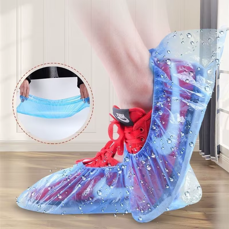 100 pièces couvre-bottes imperméables portables en plastique antidérapant couvre-chaussures jetables