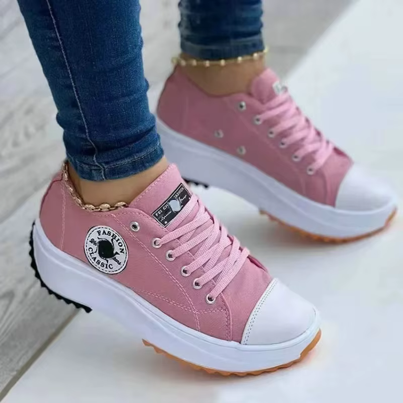 Chaussures pour femmes classique blanc toile baskets mode plate-forme femmes chaussures décontractées de haute qualité à lacets Feamle chaussures de Tennis 35-43