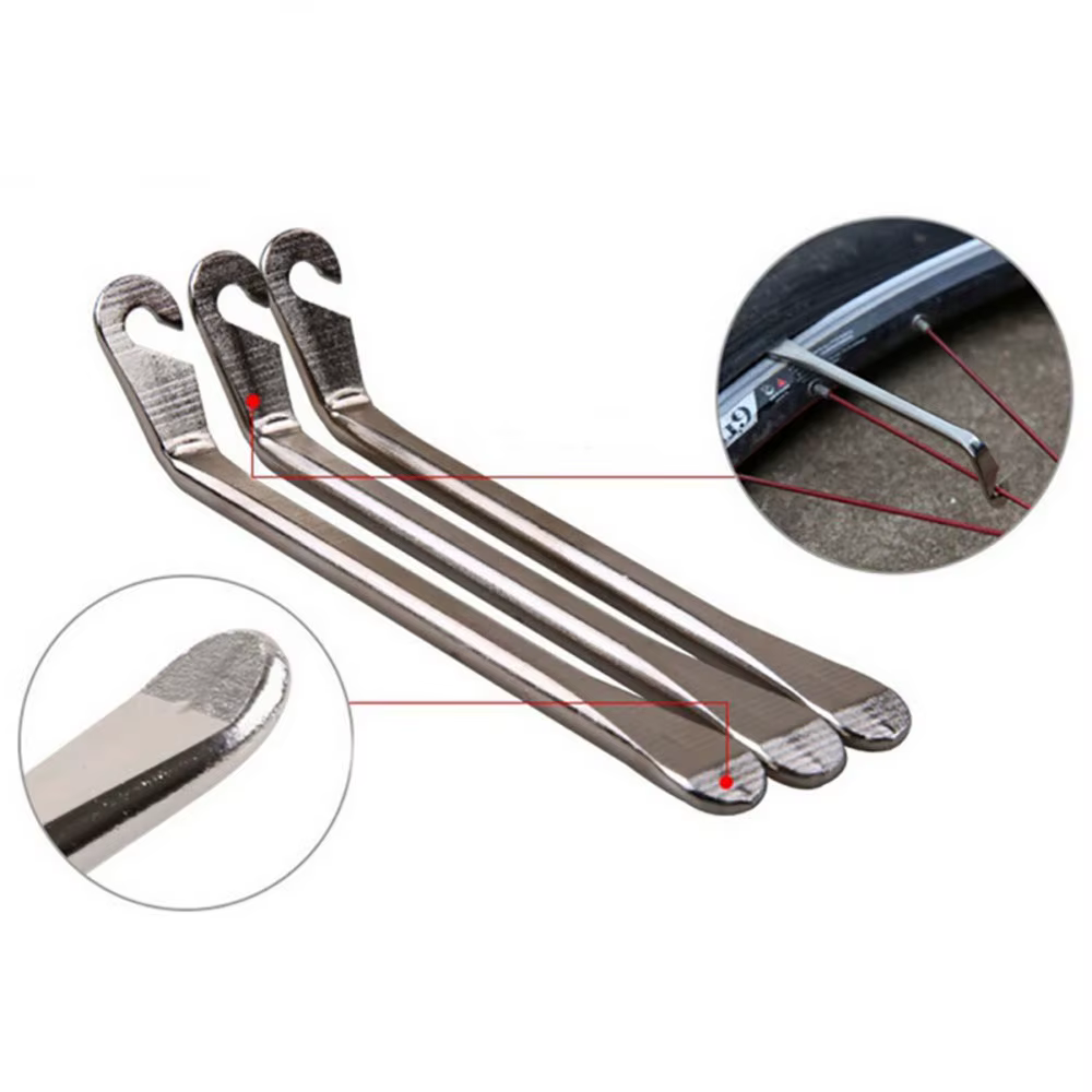 Outil de retrait de Tube de levier de pneu de vélo en acier inoxydable, outils de réparation de roues de cyclisme sur route vtt, ouvre-pneu de vélo, barre de corbeau 3 pièces