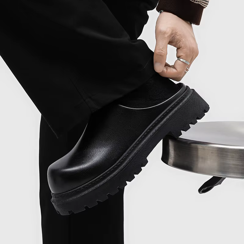 Chaussures en cuir pour hommes à bout rond