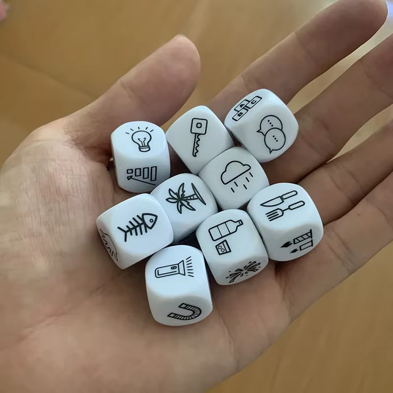 Jeu de société de dés d'histoire, Puzzle pour raconter des histoires, famille/fête/amis Parents avec sac
