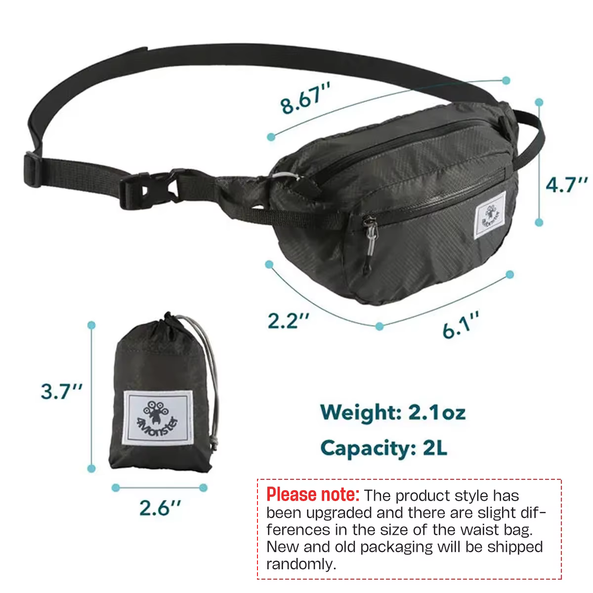 Sacs de taille de randonnée portables