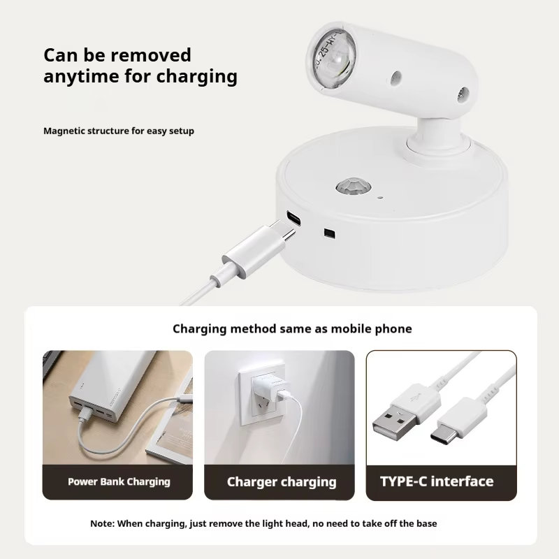 Lampe murale LED de chevet tactile sans fil pour intérieur, projecteurs à chargement USB, appliques murales LED magnétiques sans fil