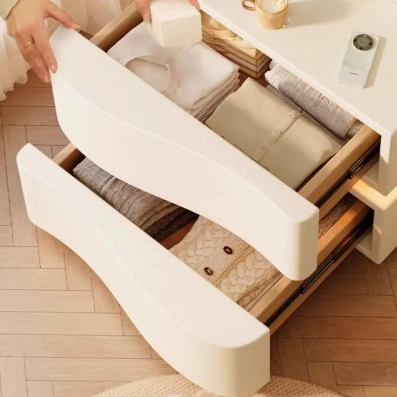 Table de chevet en bois naturel, organisateur mignon pour chambre à coucher, table de chevet blanche, meuble de chambre coréen, mobilier de maison