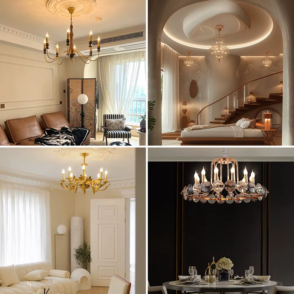 E12 E14 LED lustre ampoule 60W équivalent rétro candélabre ampoules 6000K 2700K blanc chaud 480LM lampes d'éclairage en verre clair