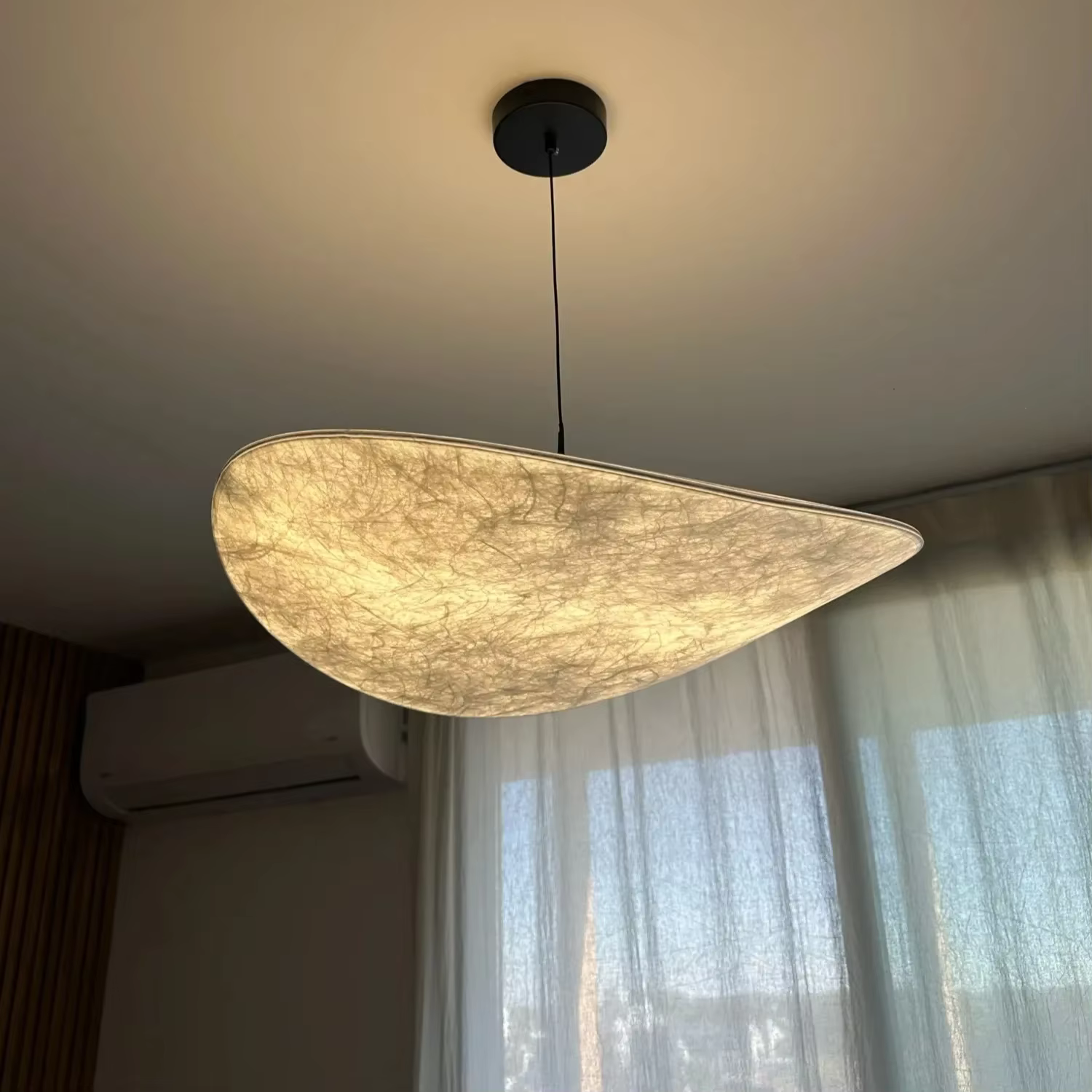 Lustre LED en soie nordique, luminaire suspendu pour salon, décoration intérieure, lampe de plafond