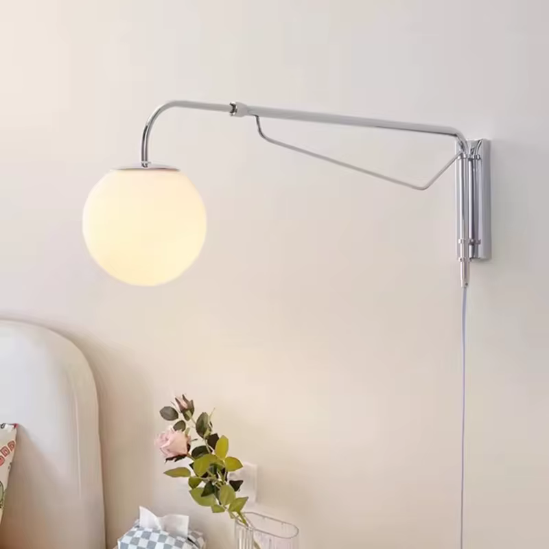 Lampes murales modernes à bras oscillant à Long poteau chromé, lampe à bras Long rétractable rotative, minimaliste, pour chambre à coucher, salon, E27