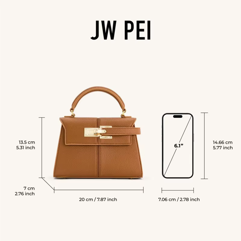Sac à main de luxe JW PEI Elise en cuir vegan avec poignée supérieure, sac bandoulière croisé en toile denim avec coutures et fermoir pour femme