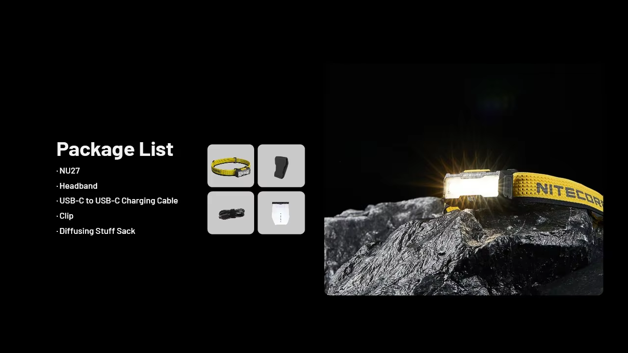 NITECORE NU27 600 Lumens USB-C Rechargeable Ultra léger plusieurs températures de couleur lampe frontale extérieure