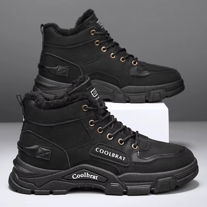 Bottes pour hommes : bottines de ski classiques élégantes pour randonnée en plein air, alpinisme et voyage, bottes de neige épaisses doublées de polaire