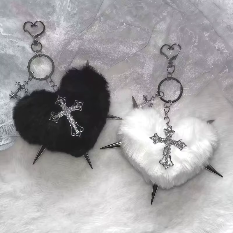 Punk bijoux imprimé léopard Rivet croix porte-clés
