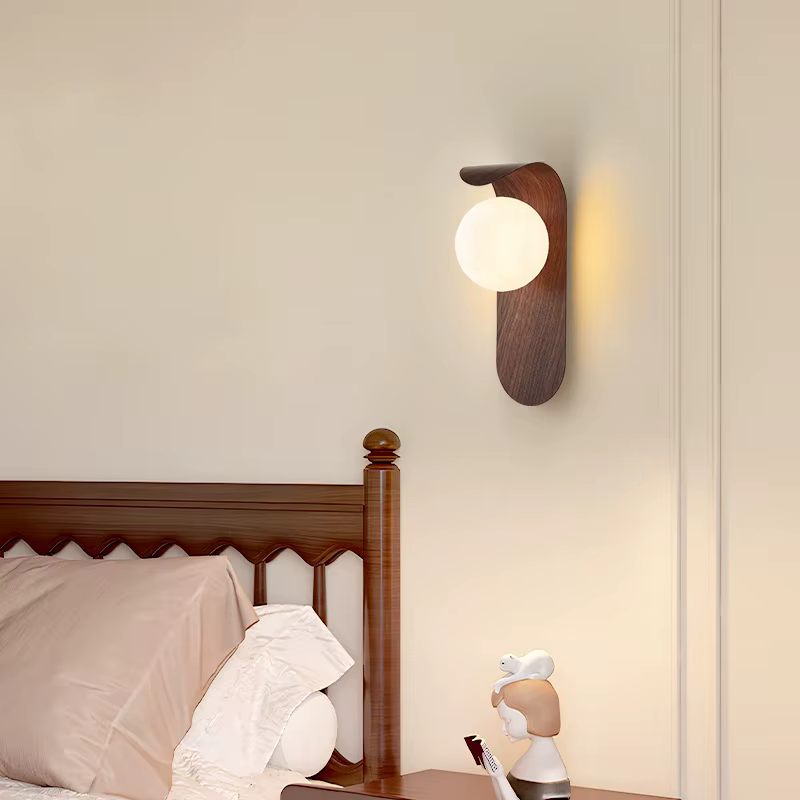Lampe murale en fer à grain de noyer pour hall d'entrée, restaurant, couloir, chambre à coucher avec abat-jour en acrylique, ampoule G9, éclairage décoratif pour la maison