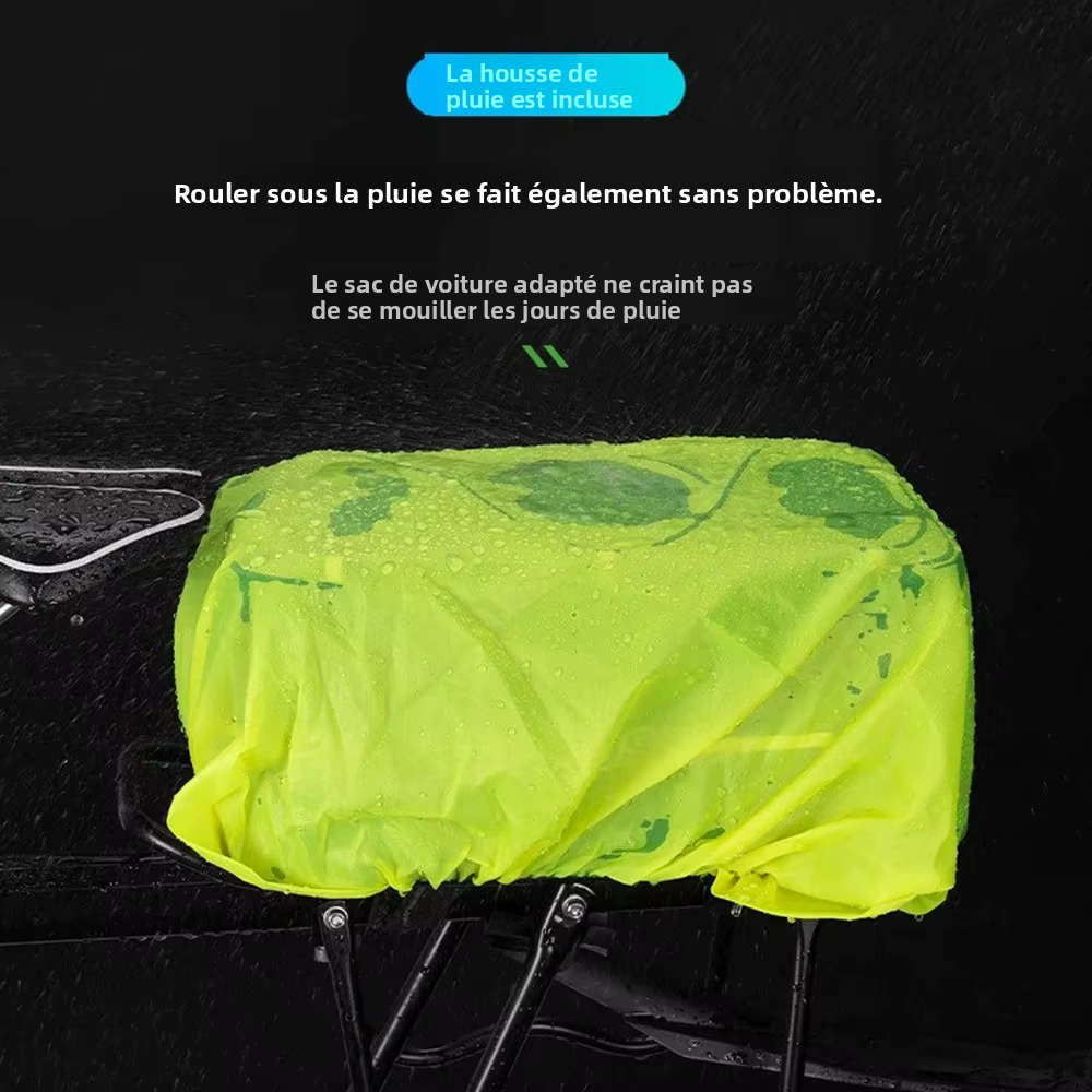 Sacoche de vélo avec housse de pluie, sacoche de vélo 8L grande capacité, boîte de rangement pour vélos électriques, sacoche de coffre de vélo étanche