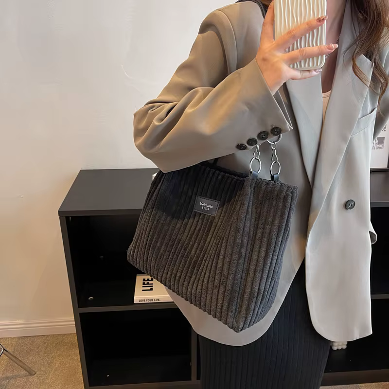 Sac à bandoulière en velours côtelé pour femmes