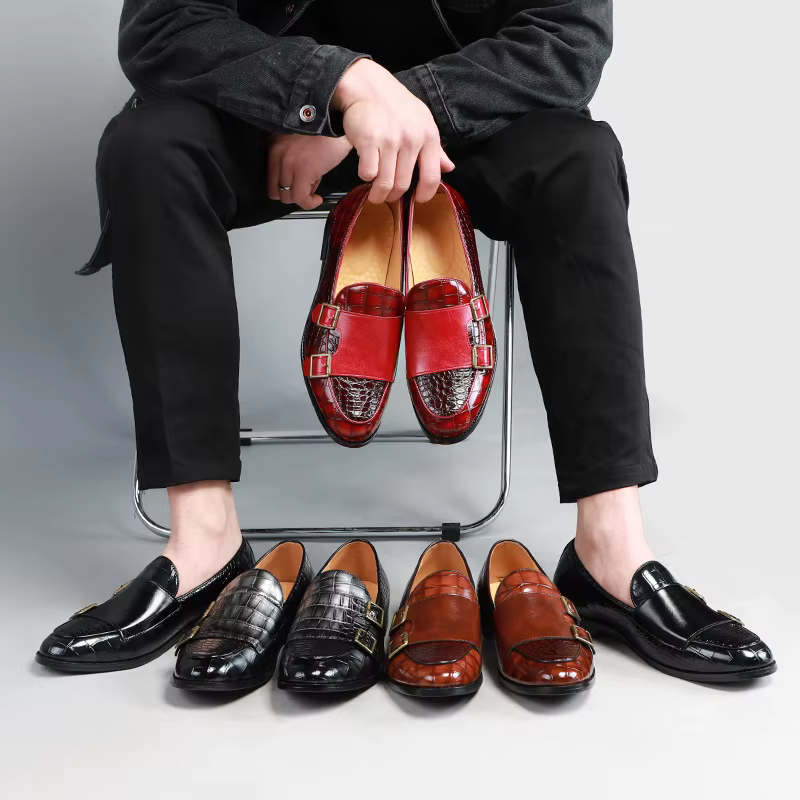 Mocassins de Luxe à Double Sangle de Moine pour Homme
