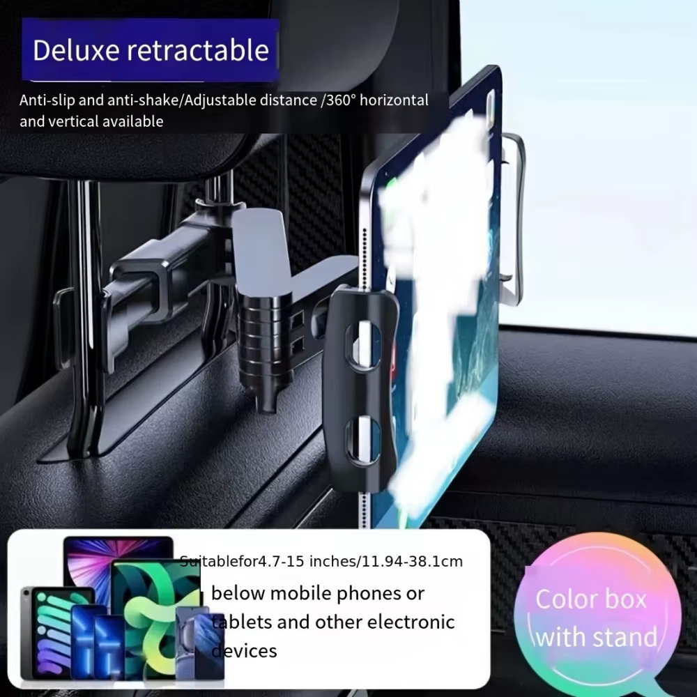Support de tablette pour voiture, bras extensible, support de tablette pour appuie-tête, pour enfants, pour iPad Air, pour siège arrière de voiture, essentiels pour les voyages et les déplacements