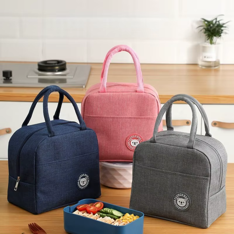 Sac à déjeuner isotherme en tissu Oxford, sac à déjeuner isotherme avec doublure en aluminium anti-fuite, fermeture éclair pour les trajets quotidiens