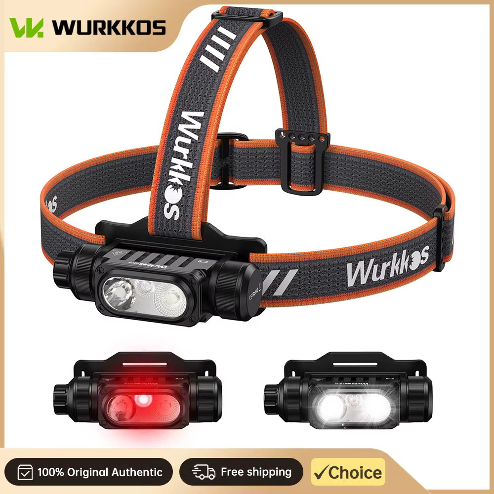 Lampe frontale Wurkkos HD16 2500 Lm avec modes de lumière rouge et blanche et capteur alimenté par une batterie 18650 avec charge USB-C