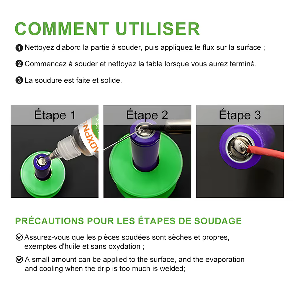 Flux de soudure multifonctionnel puissant, adapté aux métaux tels que l'acier inoxydable, le cuivre, le fer, le nickel, la tôle galvanisée, etc.