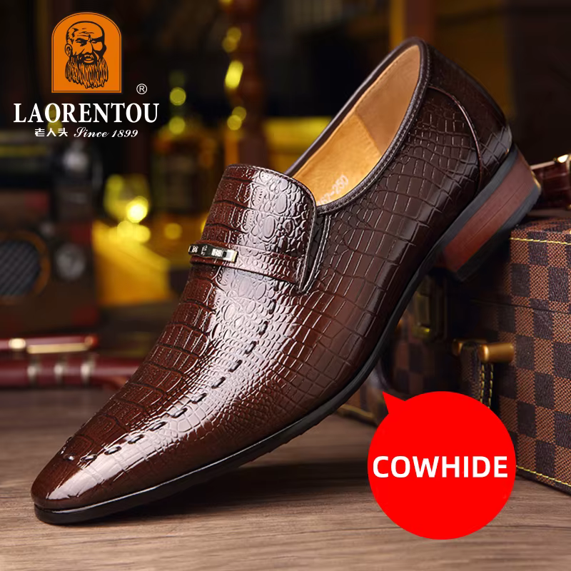 LAORENTOU-Chaussures d'affaires britanniques en cuir véritable pour hommes, 022762