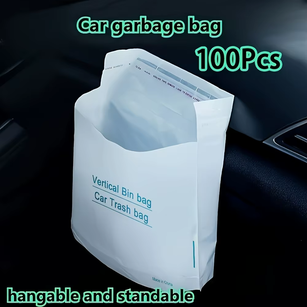 100 sacs poubelles jetables pour voiture, peuvent rester debout ou être collés en place, faciles à déchirer sans laisser de résidus