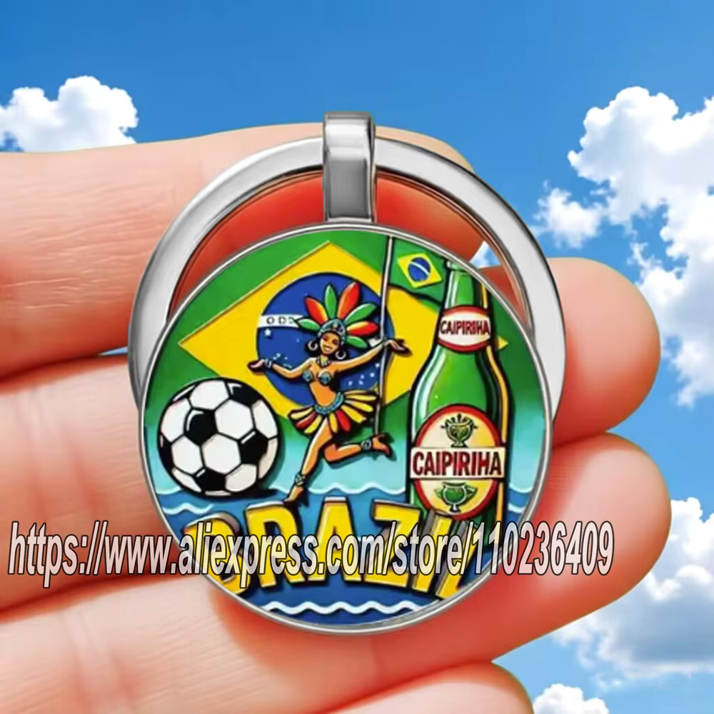 Porte-clés rétro drapeau brésilien - Cadeau commémoratif de voyage