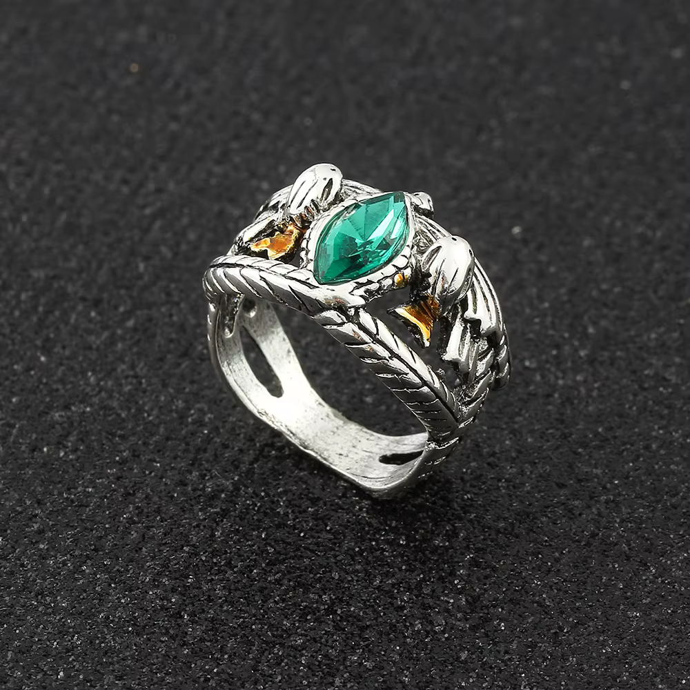 Bague de seigneur de Barahir, Aragorn, Gondor, bagues en cristal vert, créativité cosplay, bijoux de personnalité, cadeaux pour hommes