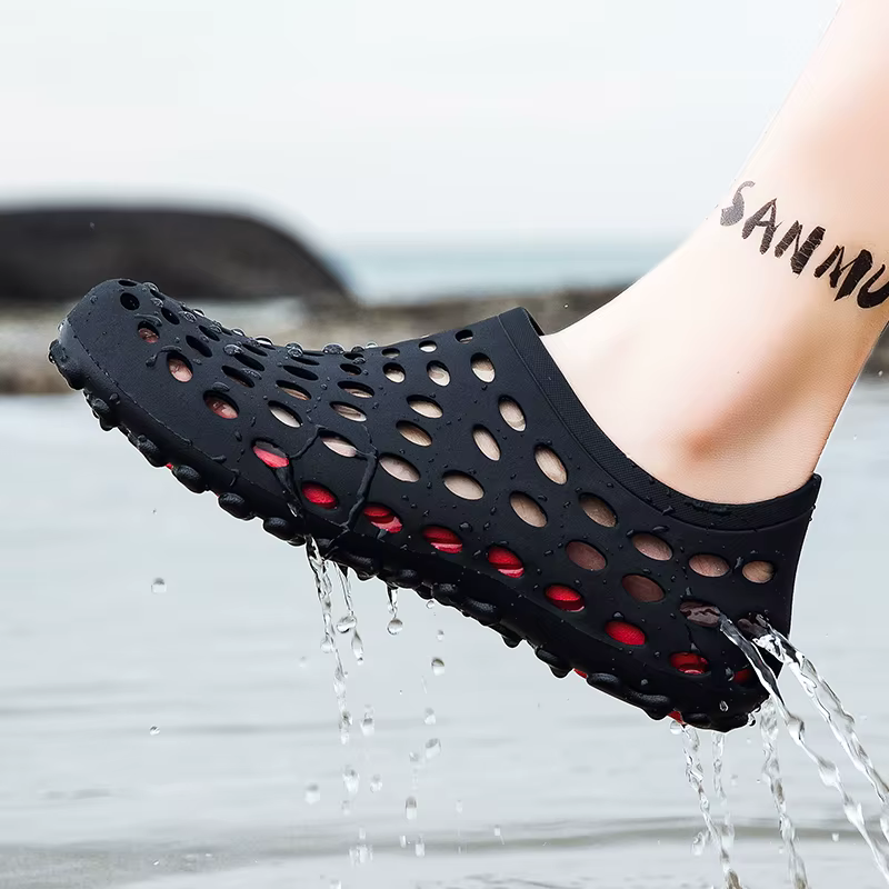 Sandales pour hommes Été 2026 Antidérapantes Résistantes à l'usure Chaussures ajourées à couvrance totale Chaussures de pêche et de wading pour hommes en extérieur
