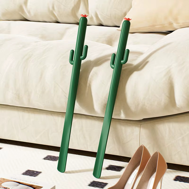 Chausse-pied vert simple et élégant pour la maison, lisse, durable, robuste, longueur allongée, pas besoin de se pencher, avec poignée pour chaussures