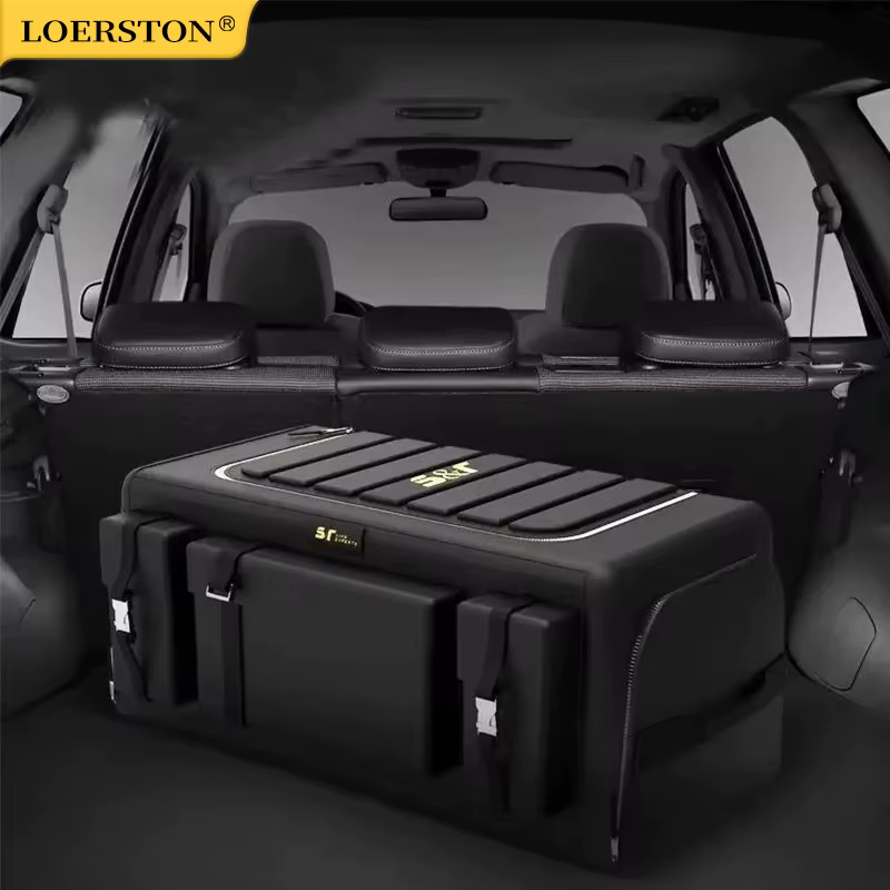 Organisateur de rangement de coffre de voiture avec couvercle, organisateur universel de coffre de voiture, boîte de rangement de 70l, organisateur pliant en tissu Oxford