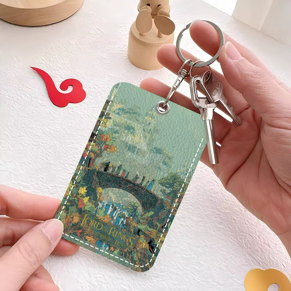 Porte-cartes élégant en cuir avec porte-clés, motif du logo du Seigneur des Anneaux, portefeuille léger pour un usage quotidien