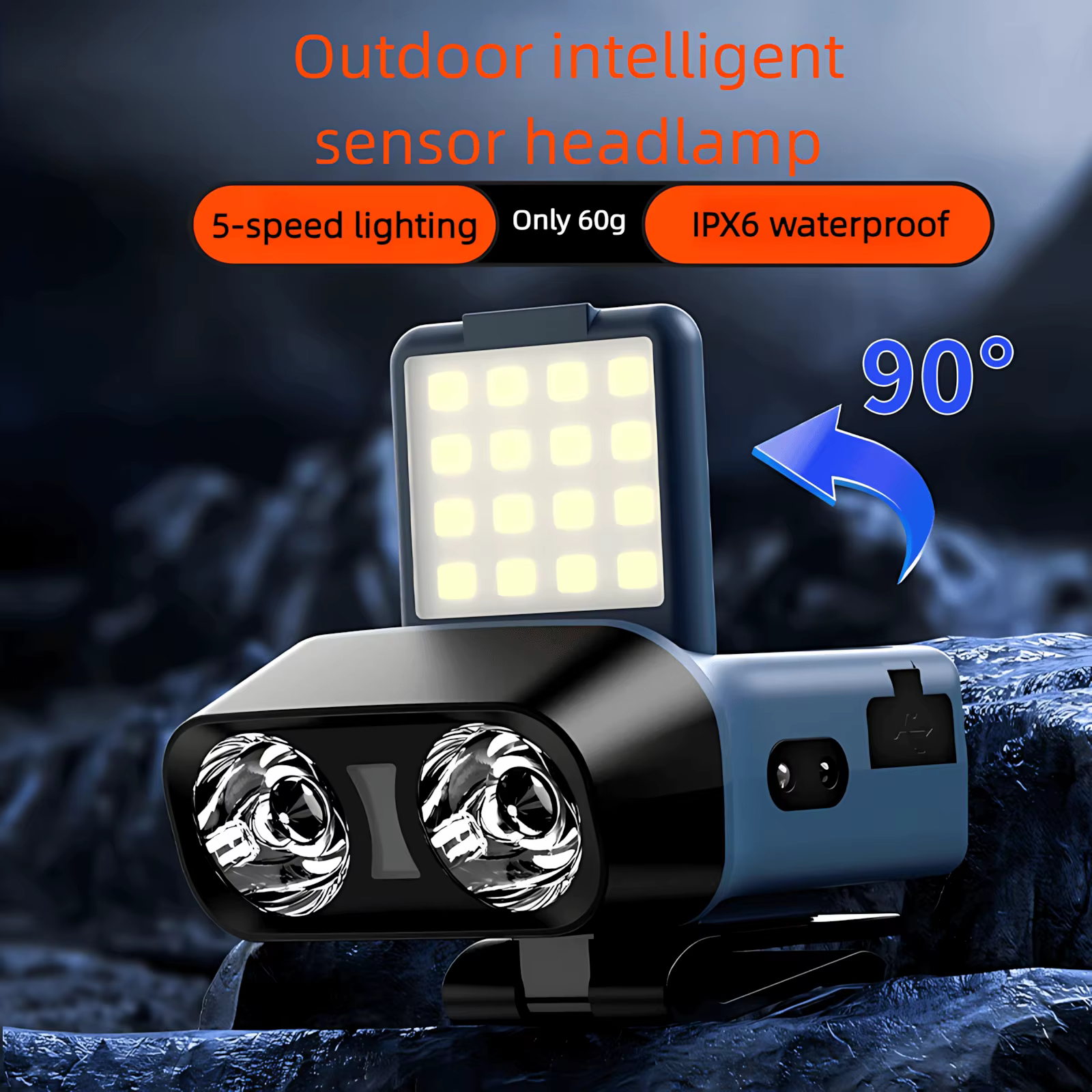 Lampe Frontale Extérieure Ultralégère 60g | 1000LM Luminosité Max