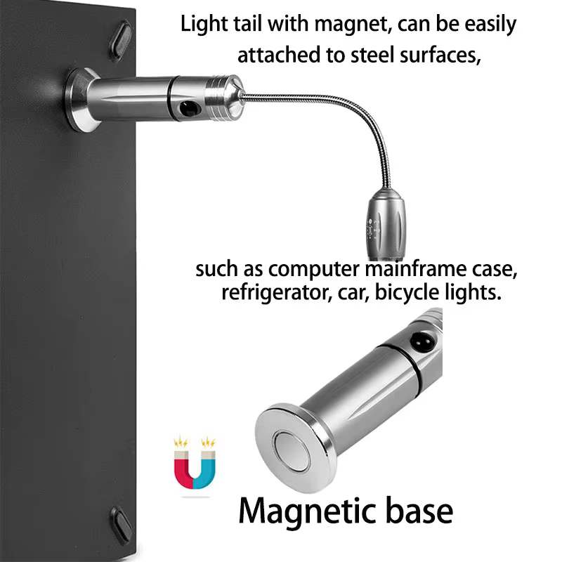 Lampe de poche LED pour barbecue d'extérieur, Zoomable, Super lumineuse, réglable à 360 degrés °   Torche de travail d'urgence de camping avec base magnétique