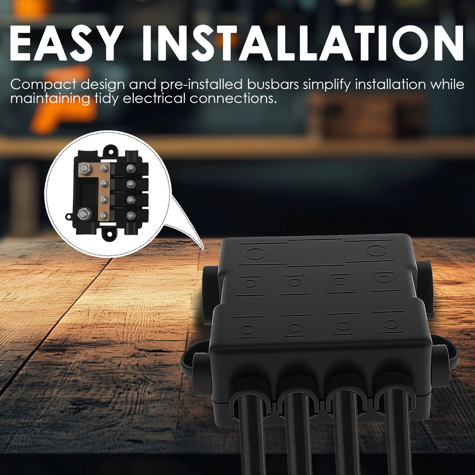 Boîte à fusibles de distribution de protection pour 1 x Mega + 4 x fusibles Midi Bloc de fusibles de distribution en nylon et cuivre ou circuits hauts et moyens