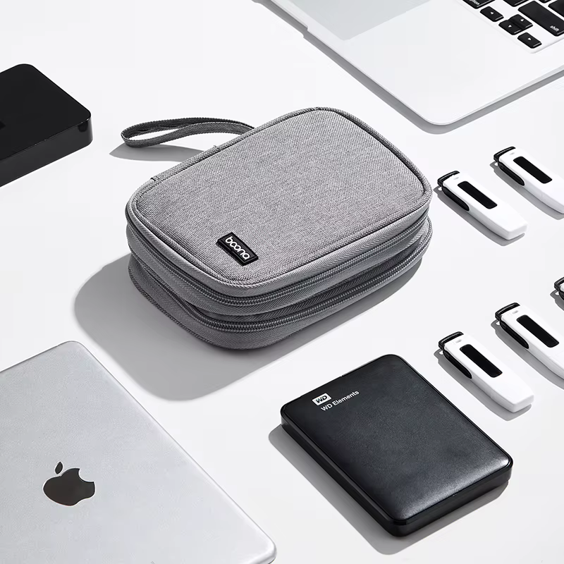 Étui pour double disque dur, double couche, sac de transport pour disque externe de 2,5 pouces, pour organiser les disques durs et les accessoires électroniques