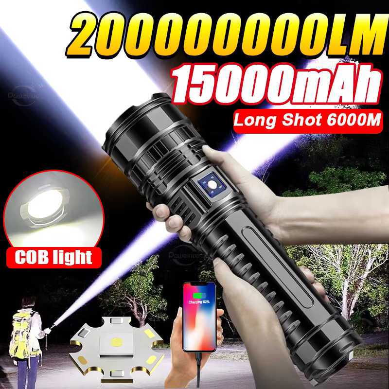 200000000LM lampe de poche LED la plus puissante 1500W lampes