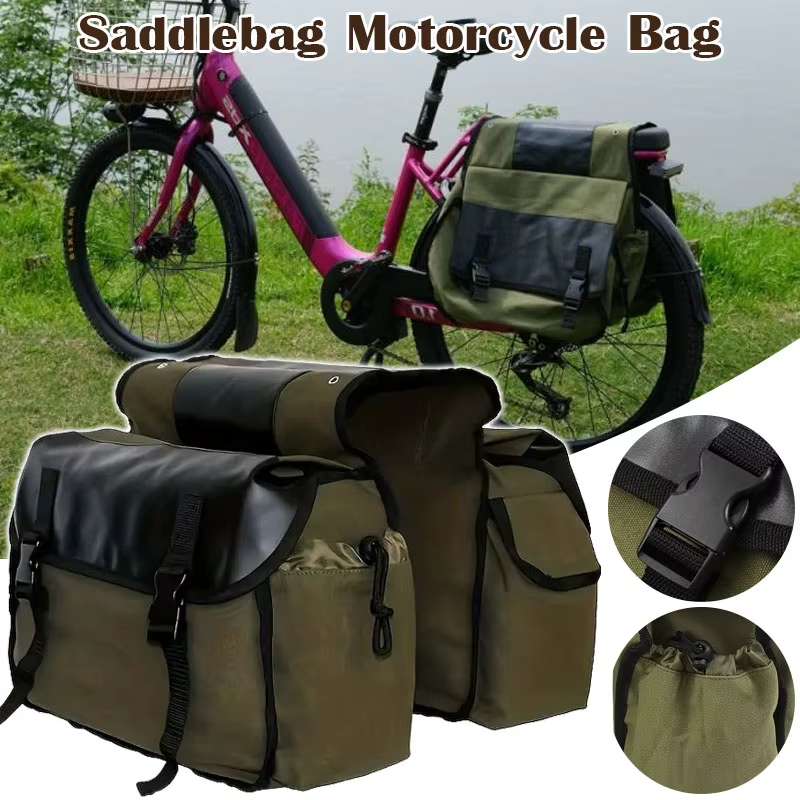 Sac de moto rétro en toile résistante à l'usure