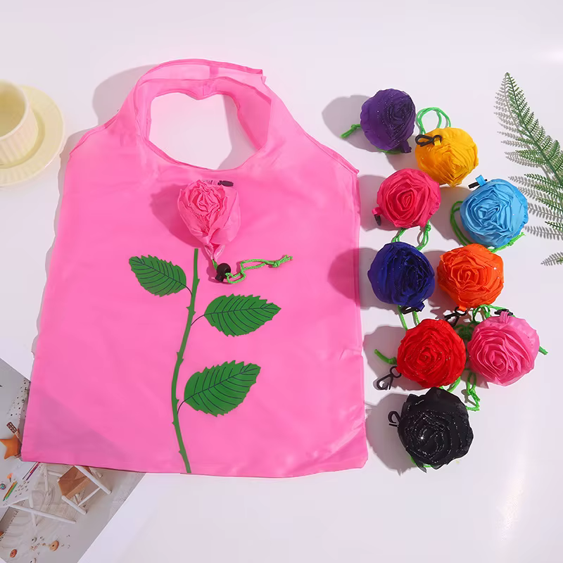 Sac de courses pliable à fleurs de roses, fourre-tout Portable de grande capacité, léger et Durable, sac à main de voyage, pochette de rangement