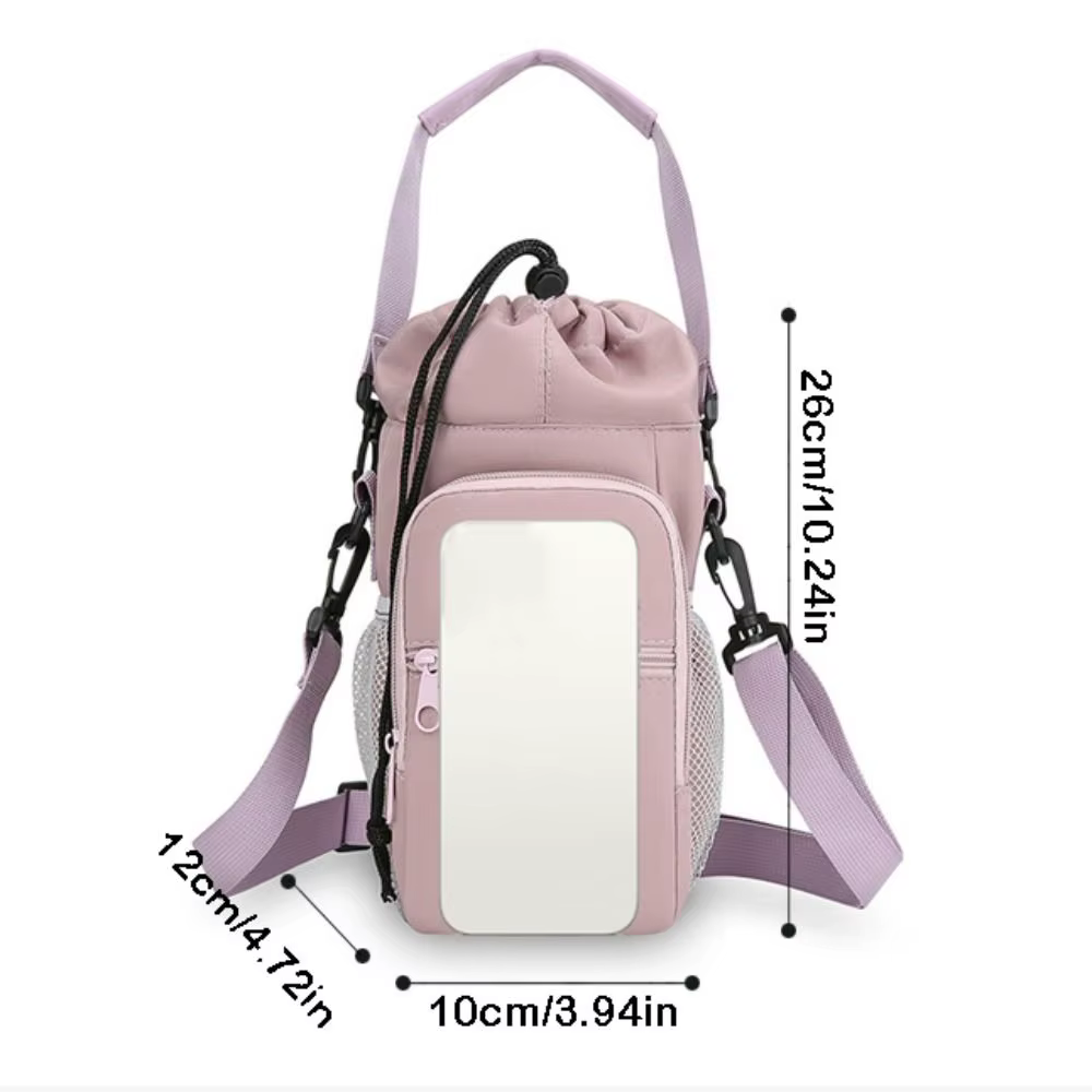 Sac de bouteille d'eau Portable universel, mains libres, avec poche pour téléphone, tasse isolée, housse de protection, sangle réglable, léger