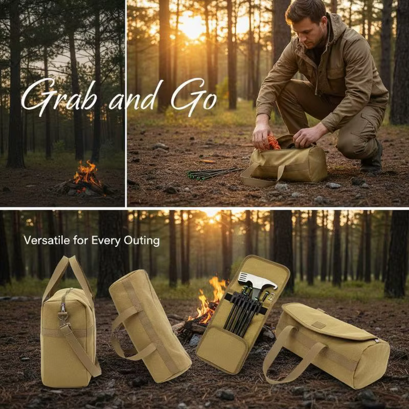 Sac de rangement pour piquets de tente et clous de camping extérieur