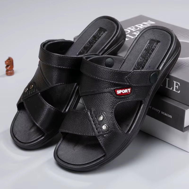Sandales en caoutchouc pour hommes, pantoufles à porter de deux façons, été, extérieur, conduite, semelle épaisse, antidérapantes, confortables, chaussures de plage décontractées
