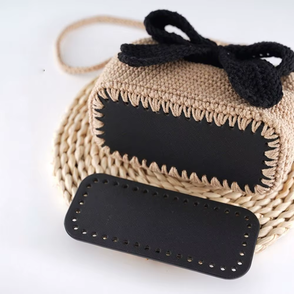 Bricolage PU cuir Crochet sac bas ovale avec trous Long sac bas faisant des sacs sac à main tricoté sac Base
