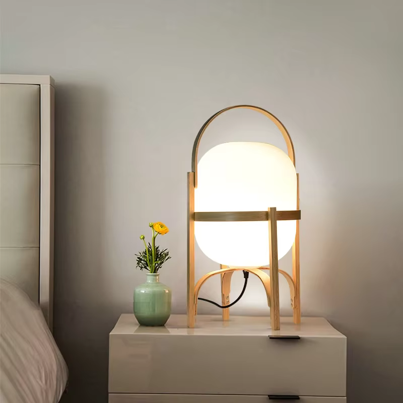 Lampe sur pied en bois E27, éclairage de table moderne et simple pour salon, bureau, chambre à coucher, lampe de table en bois portable, décoration de chambre